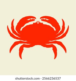 red crab silhouette isolated on color background. seafood logo, mascot, icon