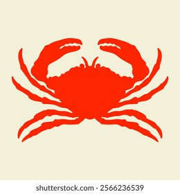 red crab silhouette isolated on color background. seafood logo, mascot, icon