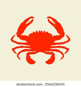 red crab silhouette isolated on color background. seafood logo, mascot, icon