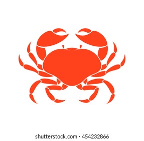 Red crab silhouette. Isolated crab on white background