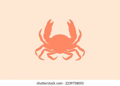 Red crab silhouette. Isolated vector illustration.