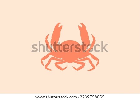 Red crab silhouette. Isolated vector illustration.
