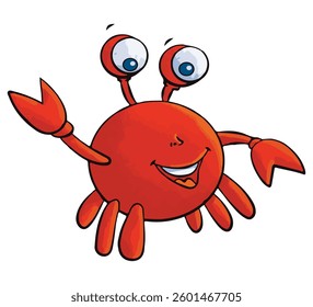 A red crab smiling vector illustration