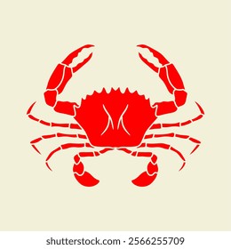 red crab symbol vector illustration isolated on color background. can use for seafood restaurant, culinary, farm label