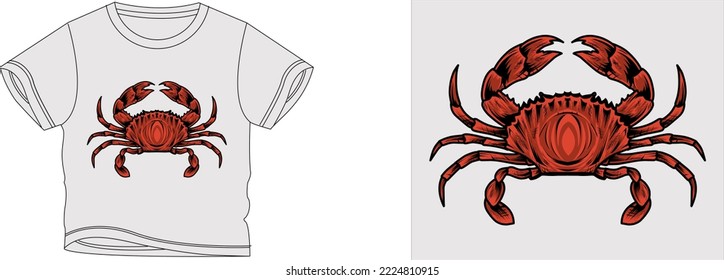 Red crab t-shirt design background color is a gray and t-shirt color is a gray beautiful color and beautiful design