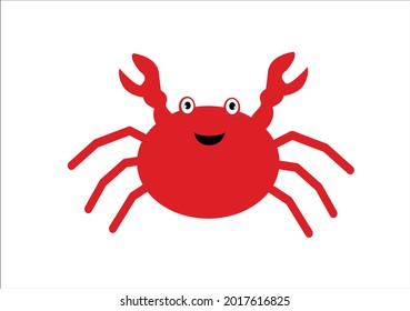 red crab vector art design hand drawn vector smile