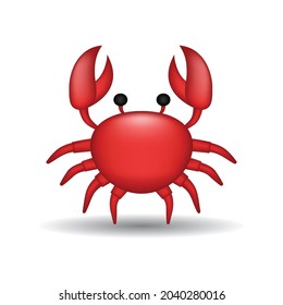 Red crab vector emoji illustration isolated on white background. 3d illustration. 