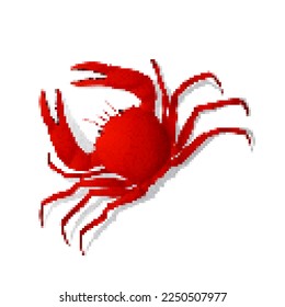 Red crab vector icon. Pixel art illustration isolated on white background