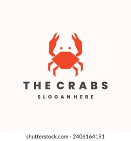 red Crab vector illustration logo style. Seafood Restaurant logo design