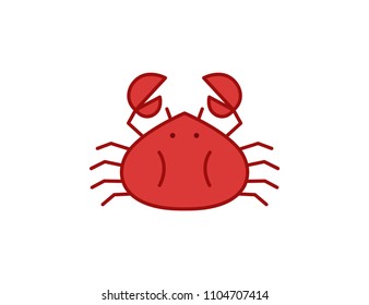 Red Crab. Crab vector Isolated on White Background, EPS 10, top view.