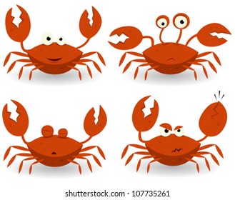 Red Crabs Characters/ Illustration of a set of cartoon red crab characters with various expressions and emotions