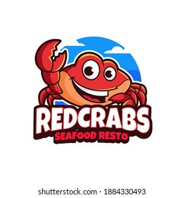 Red Crabs Mascot Logo Design, Seafood Logo