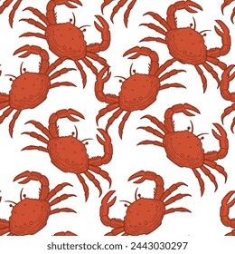 Red Crabs Seamless Background vector