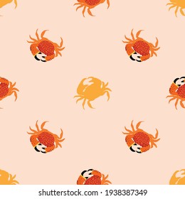 Red crabs seamless pattern design