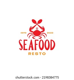red crabs with spoon restaurant logo design