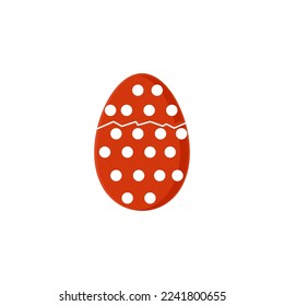 Red cracked egg isolated on white background. Realistic egg shell. flat Vector illustration for Easter design