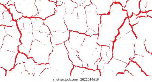 Red Cracked Texture Abstract Background With Fractured Paint And Dry Earth Pattern