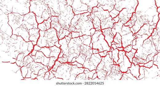 Red Cracked Texture Abstract Background With Fractured Paint And Dry Earth Pattern