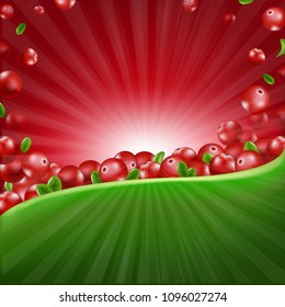 Red Cranberry Border Illustration With Gradient Mesh, Vector Illustration
