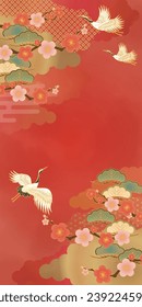 Red Crane And Pine Background Web graphics