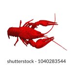 Red  crawfish. Isolated on  white background. Vector illustration. Pointillism style.