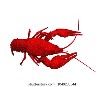 Red  crawfish. Isolated on  white background. Vector illustration. Pointillism style.