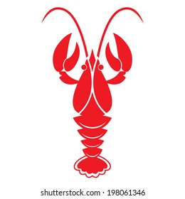 Red Crawfish On White Background. Vector Icon Or Sign.