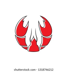 Red crawfish prawn shrimp lobster seafood isolated logo and design elements on white background