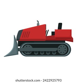 Red crawler icon cartoon vector. Construction vehicle. Crane equipment