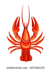 Red crayfish - aquatic animals. Vector illustration