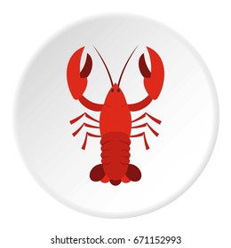 Red crayfish icon in flat circle isolated vector illustration for web