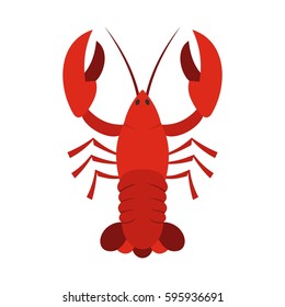 Red crayfish icon in flat style isolated on white background vector illustration