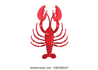 Red crayfish lobster prawn vector illustration on white Background