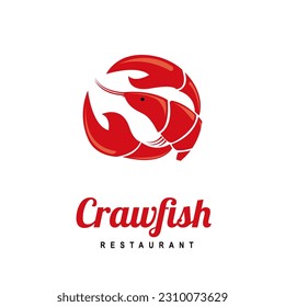 Red Crayfish or lobster. Seafood shop logo, signboard, restaurant menu, fish market, banner, poster design template. Fresh seafood or shellfish product. Vector illustration