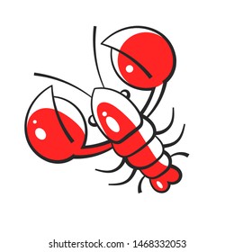 Red crayfish. Template for printing on fabric. Illustration for the menu of the restaurant.