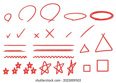 Marcador de color rojo 1. Ilustraciones vectoriales establecidas.