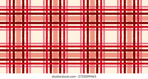 vermelho e creme padrão retículo fundo mão desenhada linhas texturizadas macio macio macio macio cobertor textura sem costura inverno xadrez design têxtil