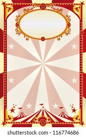 red and cream poster with big top. A large retro circus poster with a big top for you