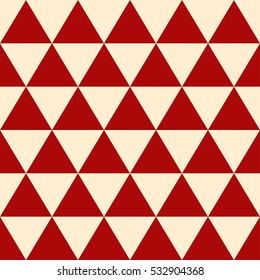 Red Cream Triangle Background. Vector Illustration. Christmas Seamless.
