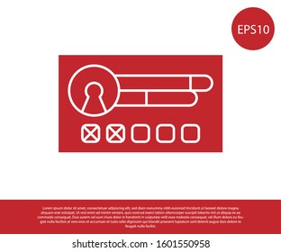 Red Create account screen icon isolated on white background.  Vector Illustration
