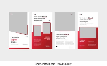 Red Creative Digital Agency Studio roll up standee banner for flyer and social media story template