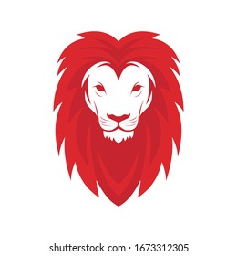 red Creative  Lion Head Logo Symbol Vector Design Illustration