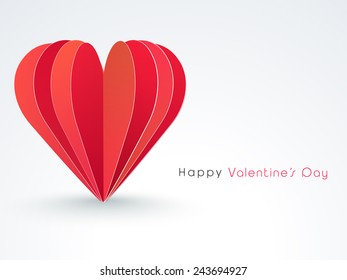 Red creative love heart design for Happy Valentine's Day celebration.