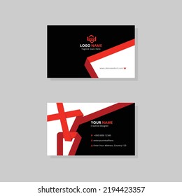 Red creative modern name card and business card with rectangle standard size vector illustration template.