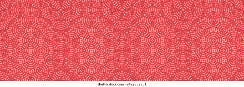 Red Creative Ornate Circles, Eastern Seamless Pattern for Traditional Retro Wallpaper, Background and Fabric