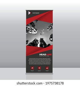 Red creative roll up banner template Free Vector