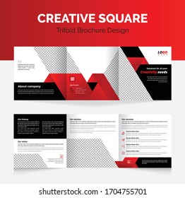 Red Creative square tri fold design