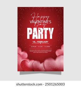 Red Creative valentine's day party flyer banner template design