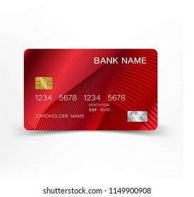 Red credit card design. On white background vector EPS10