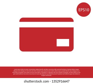 Red Credit card icon isolated on white background. Online payment. Cash withdrawal. Financial operations. Shopping sign. Vector Illustration